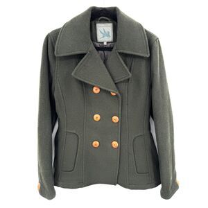 I. SPIEWAK & SONS Dark Green Double Breasted Wool Peacoat Size M Medium